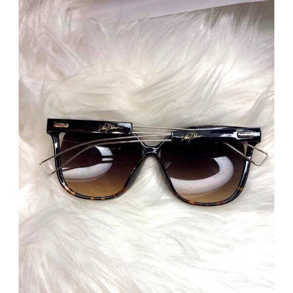 Libby Edelman Oversized Tort Brown & Black Gradient Sunglasses With Metal Temple - Picture 2 of 6